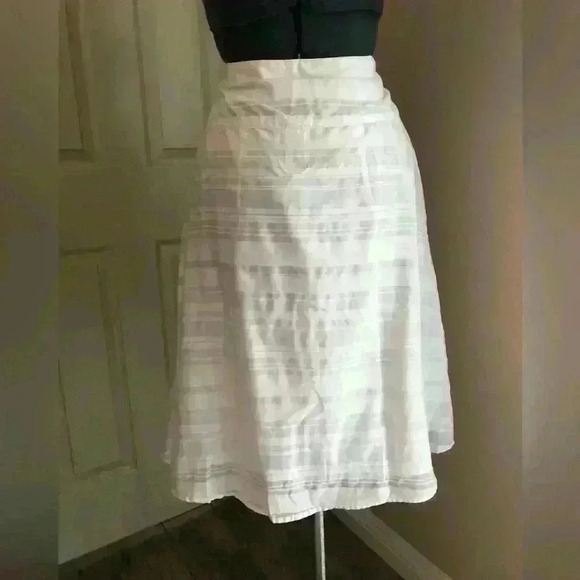 VTG MERVYN' S HILLARD & HANSEN WHITE STRIPED LINED A-LINE SKIRT SIZE 4 - Picture 6 of 8